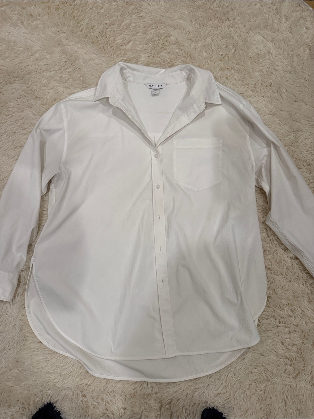 Athleta White Long-Sleeve Button-Down Shirt